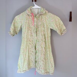 Her Majesty Kids Pajama Nightgown - Green with Pink Floral